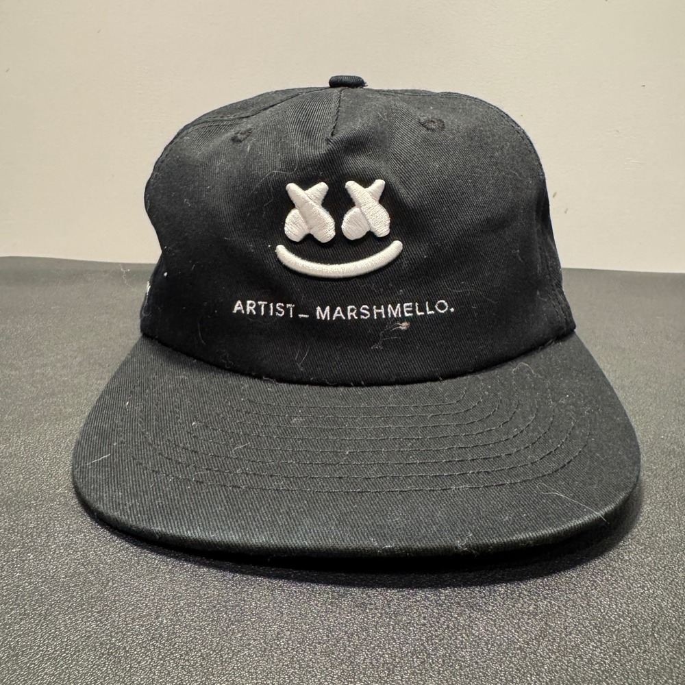 Marshmello Hat Cap Black Smile Logo Cotton Adjustable EDM Merch Collection Music